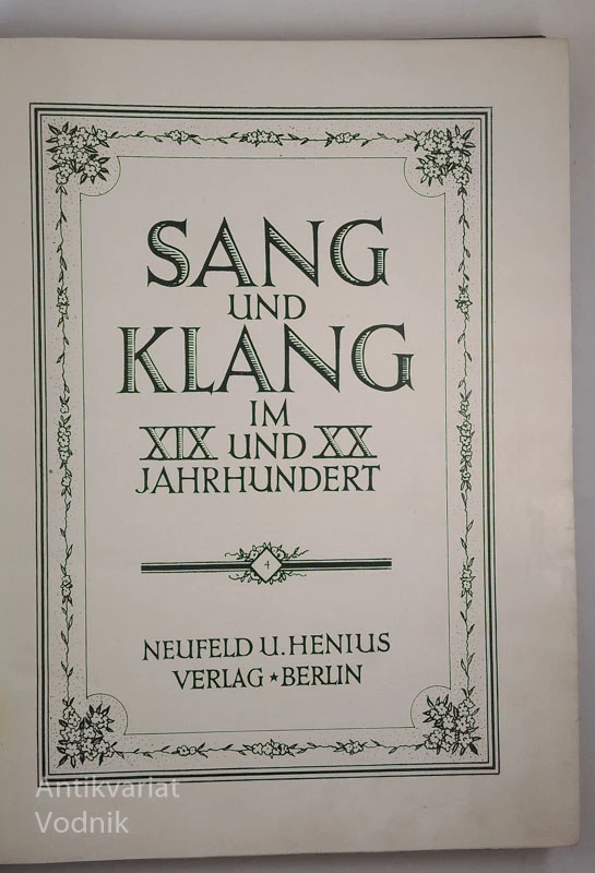 SANG UND KLANG IM XIX UND XX JAHRHUNDERT