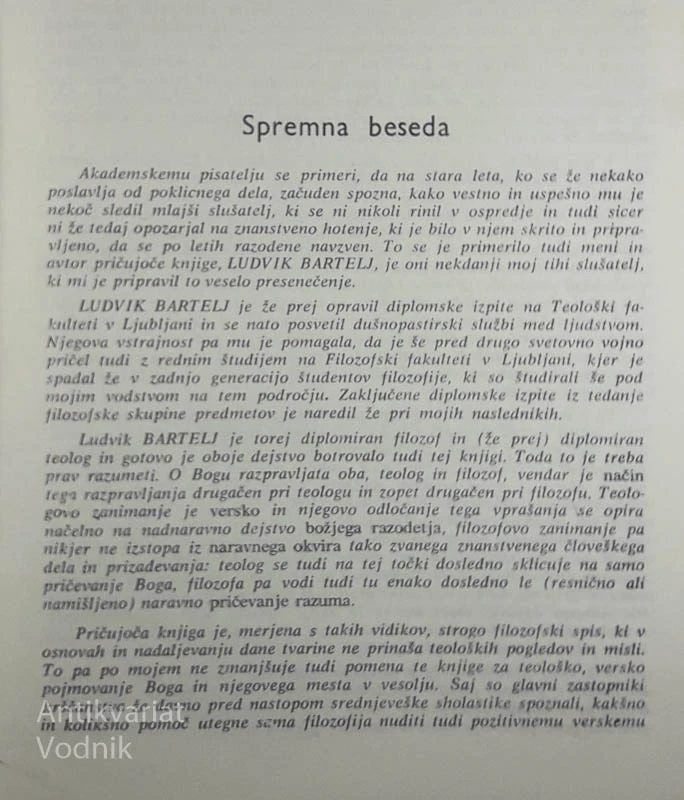 ZADNJI TEMELJ REALNEGA IZKUSTVENEGA SVETA JE BOG, Ludvik Bartelj