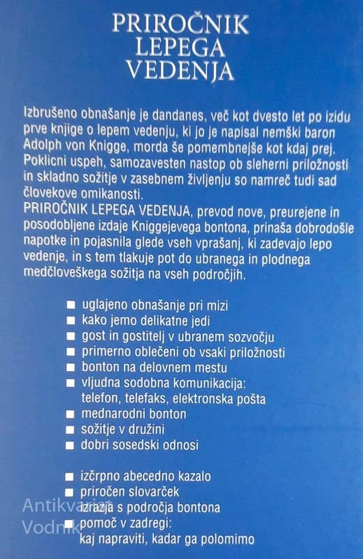 PRIROČNIK LEPEGA VEDENJA, zanesljiv nastop, uglajeno obnašanje…