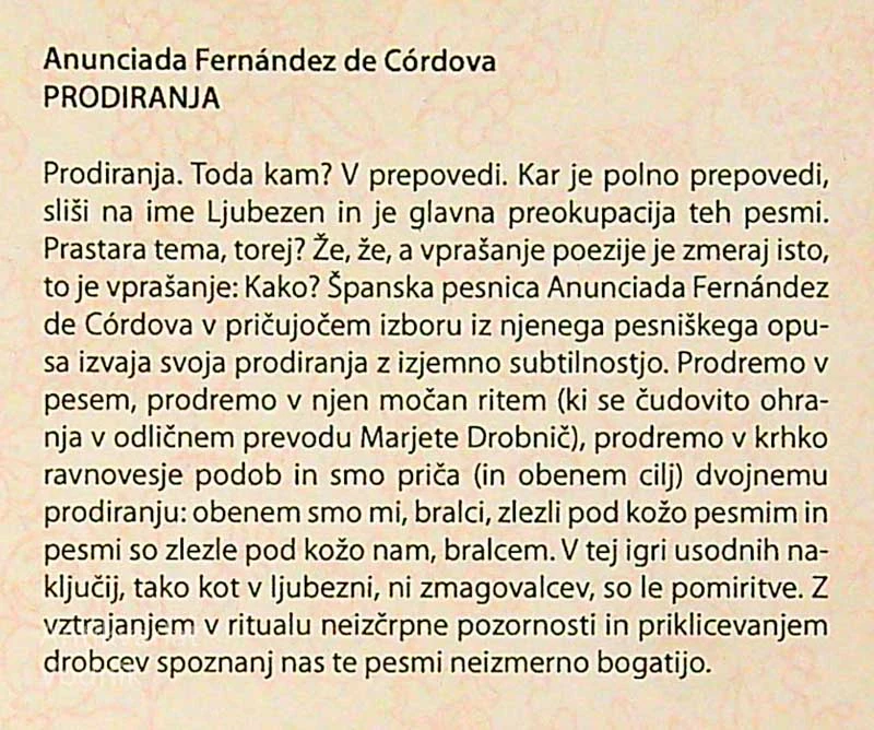 PRODIRANJA, Anunciada Fernández de Córdova