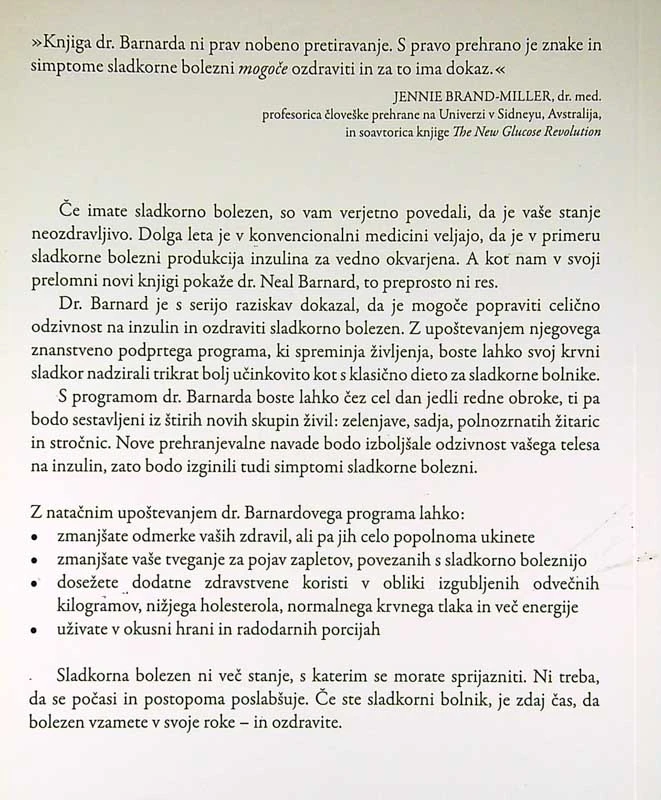 PROGRAM ZA OZDRAVITEV SLADKORNE BOLEZNI, Neal D. Bernsrd, dr. med.