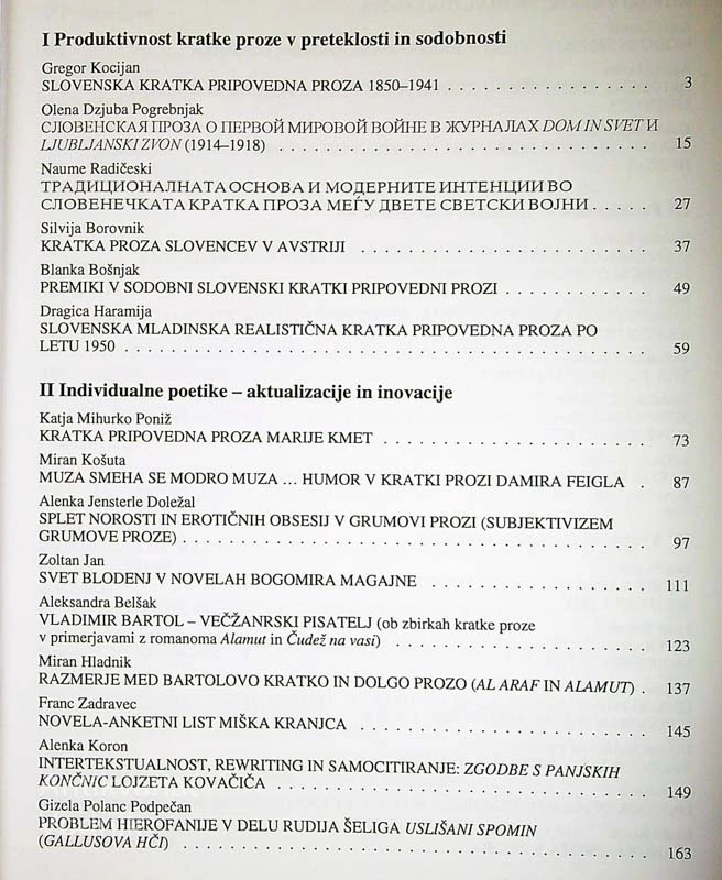 SLOVENSKA KRATKA PRIPOVEDNA PROZA