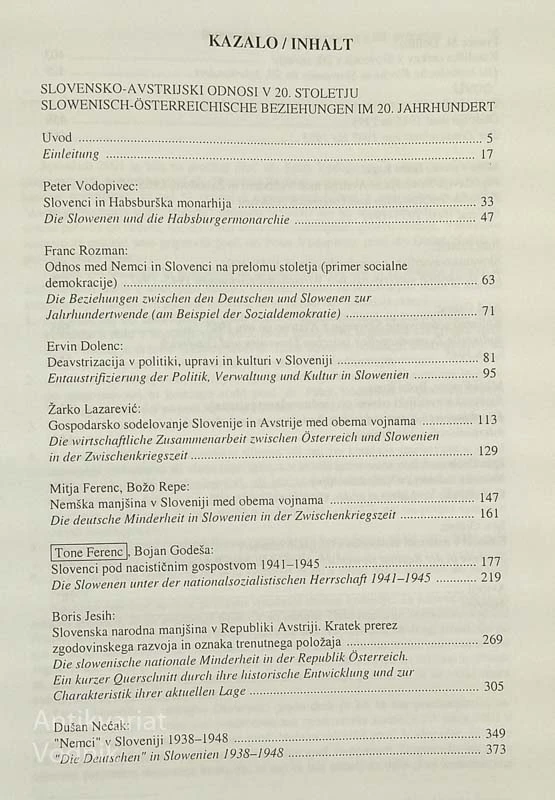 SLOVENSKO-AVSTRIJSKI ODNOSI V 20. STOLETJU
