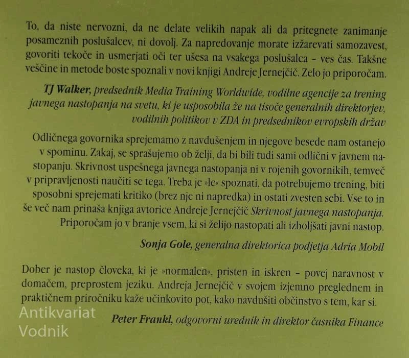 SKRIVNOSTI JAVNEGA NASTOPANJA; PRIROČNIK ZA VSAKOGAR, mag. Andreja Jernejčič
