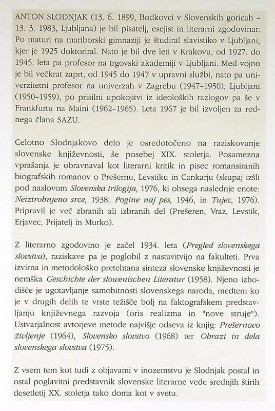 POGLEDI NA SLOVENSKO KNJIŽEVNOST, Anton Slodnjak