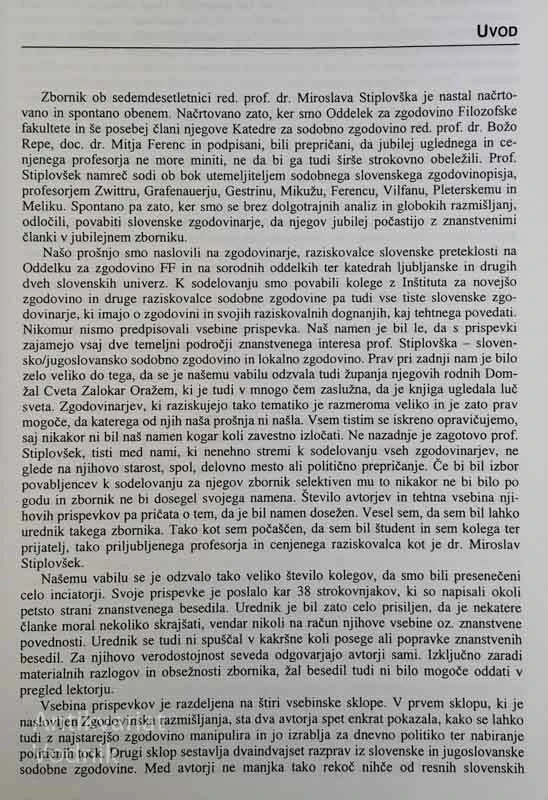 STIPLOVŠKOV ZBORNIK (Historia 10, uredil Dušan Nečak