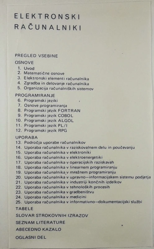 ELEKTRONSKI RAČUNALNIKI, več avtorjev