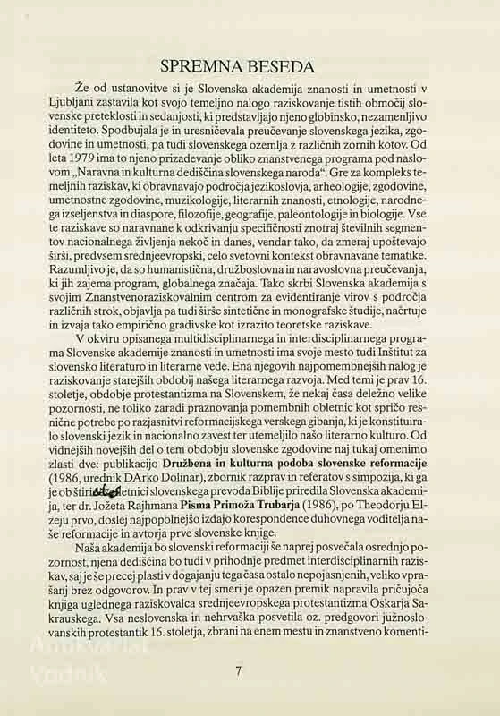PRIMUS TRUBER; DEUTSCHE VORREDEN, Oskar Sakrausky