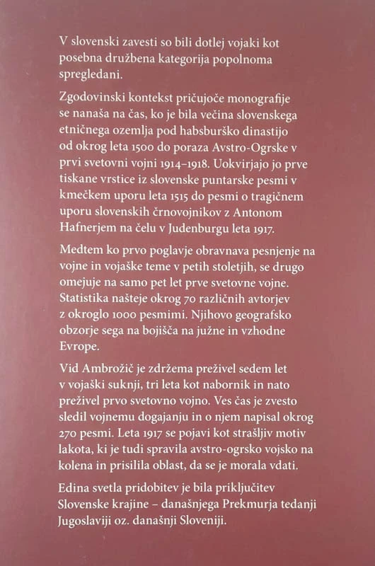 PESNJENJE V VOJAŠKI SUKNJI IN PROTI NJEJ 1515-1918, Marija Stanonik