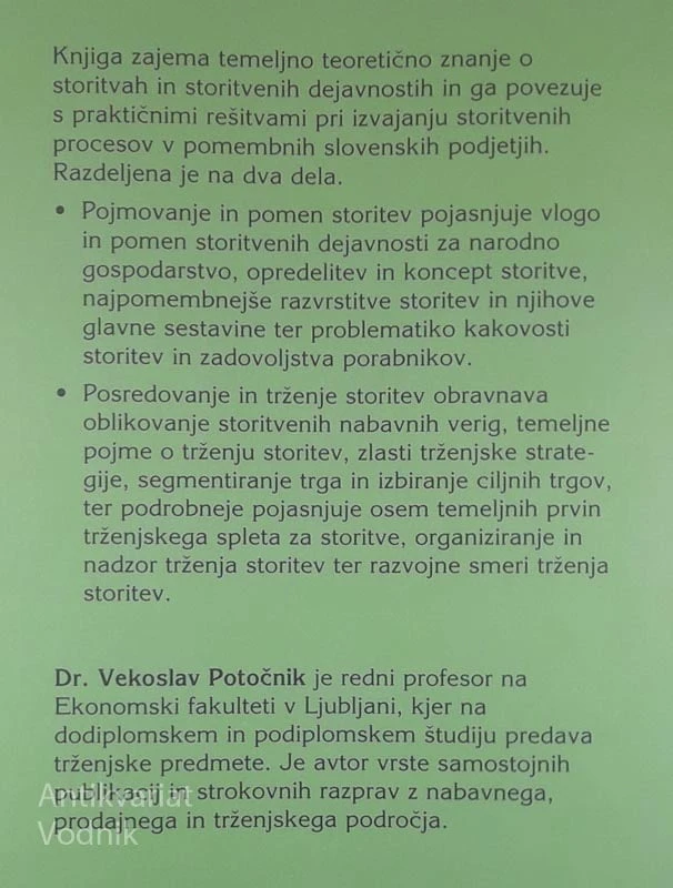 TRŽENJE STORITEV, Vekoslav Potočnik