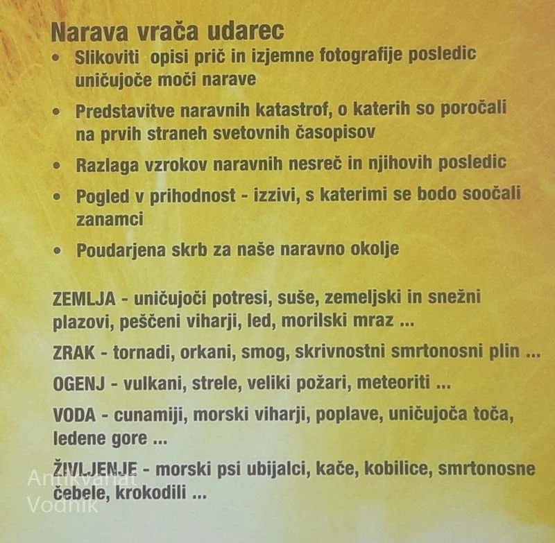 NARAVA VRAČA UDAREC; KAKO SO ZRAK, ZEMLJA, VODA IN OGENJ IZKLESALI NAŠ SVET, več avtorjev