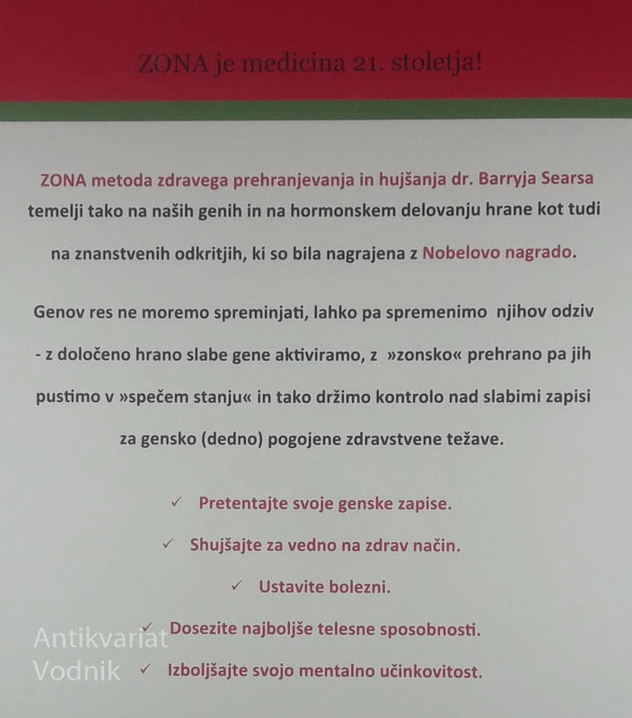 PREHRANJEVANJE PO ZONI, dr. Barry Sears in dr. Riccardo Pina