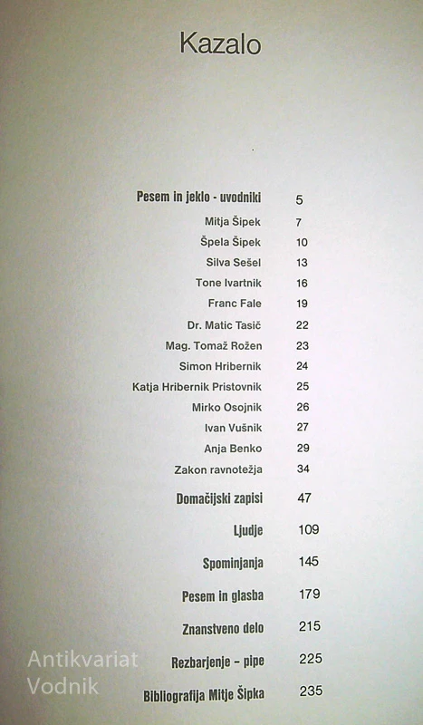 PESEM IN JEKLO; IZBOR BESEDIL IN BIBLIOGRAFIJA MITJE ŠIPKA