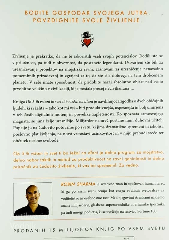 OB 5-IH VSTANI IN SVET TI BO LEŽAL NA DLANI, Robin Sharma