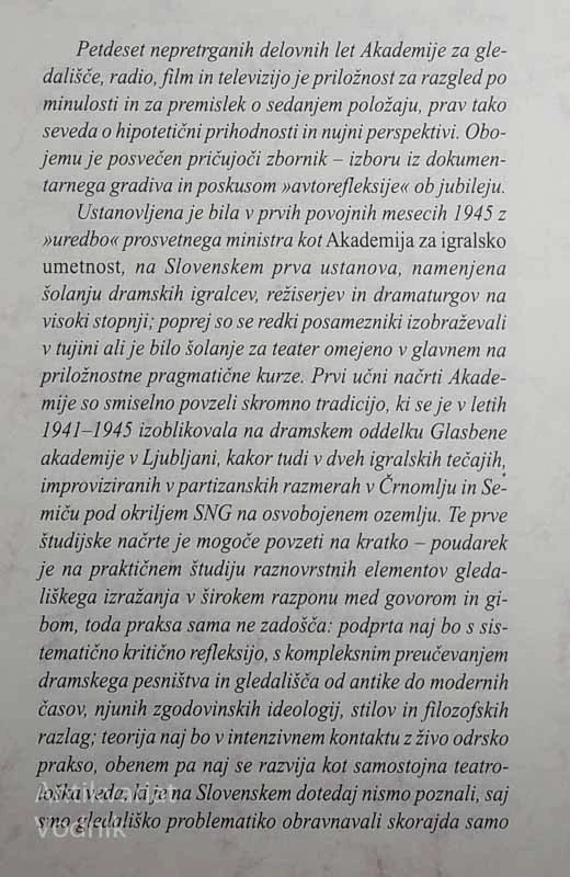 AKADEMIJA ZA GLEDALIŠČE, RADIO, FILM IN TELEVIZIJO,Zbornik ob 50-letni