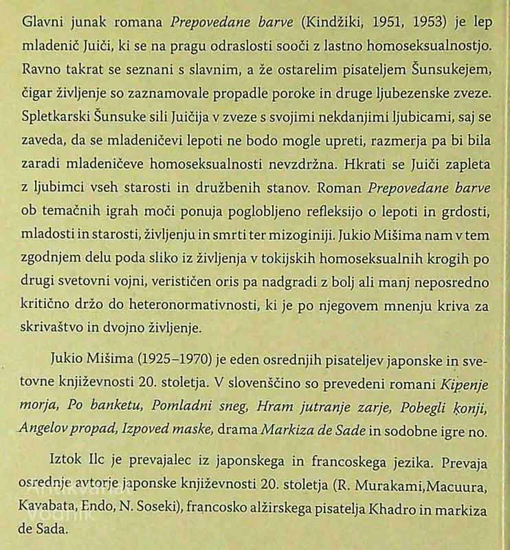 PREPOVEDANE BARVE, Jukio Mišima