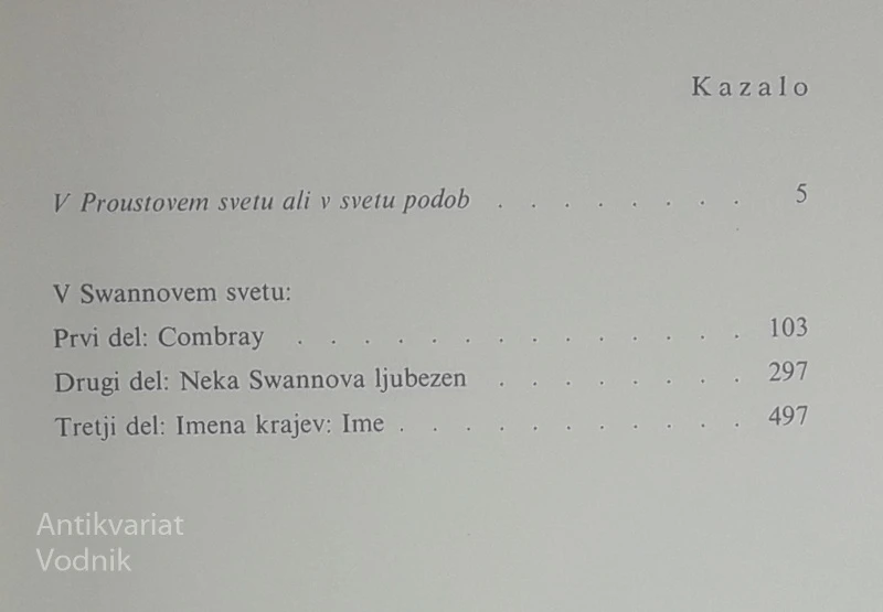 V SWANNOVEM SVETU, Marcel Proust