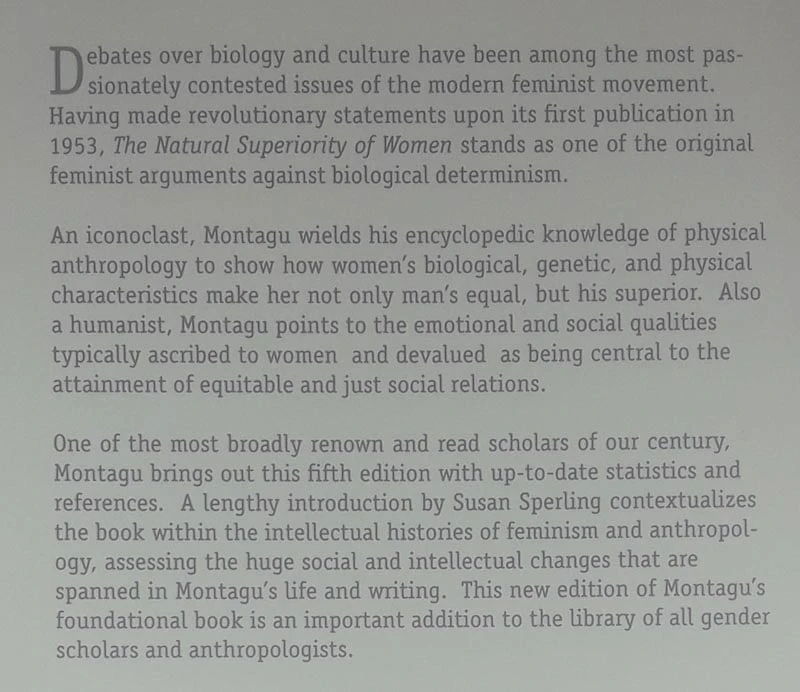 THE NATURAL SUPERIORITY OF WOMEN, Ashley Montagu