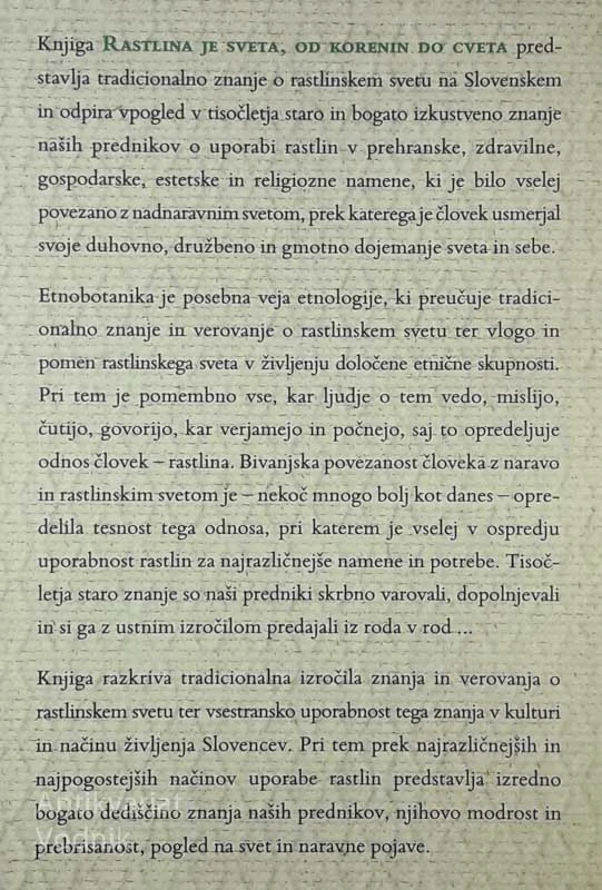 RASTLINA JE SVETA OD KORENIN DO CVETA, Vlasta Mlakar