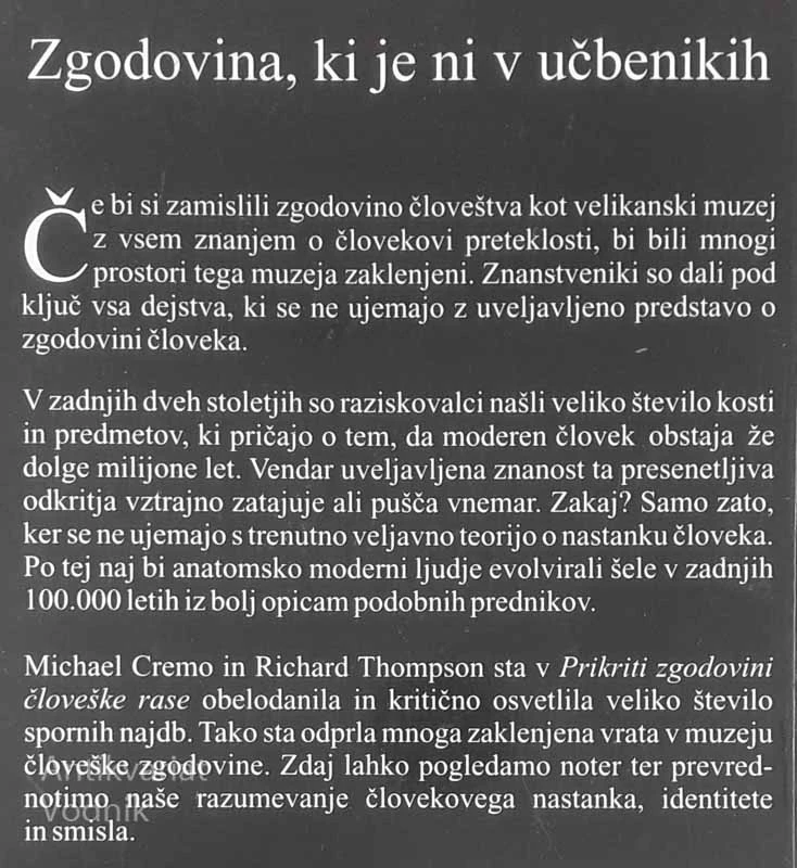 PRIKRITA ZGODOVINA ČLOVEŠKE RASE, Michael A. Cremo in Richard L. Thompson