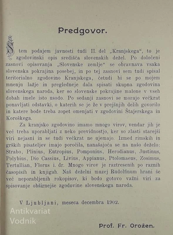 VOJVODINA KRANJSKA, Fr. Orožen