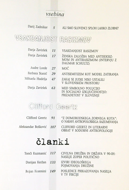 VSAKDANJOST RASIZMOV, Clifford Geertz