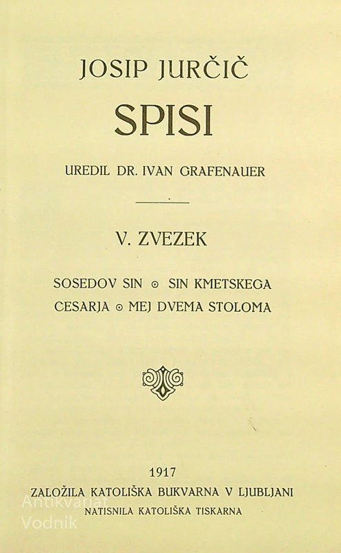 JOSIP JURČIČ; SPISI (V. zvezek)