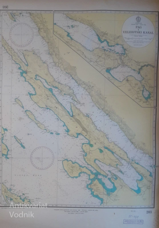 Navtične karte, skupno 15 kart, izdal Hrvatski Hidrografski Institut