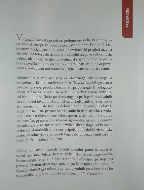 ZGODBA ČLOVEŠKEGA TELESA, Daniel E. Lieberman