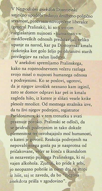 NESPODOBNA ANEKDOTA, F. M. Dostojevski