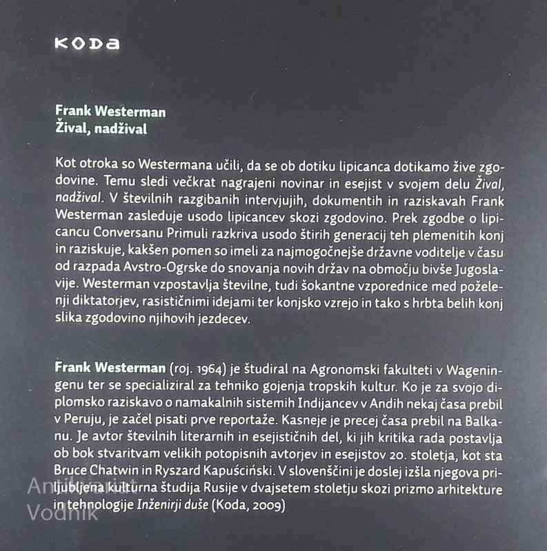 ŽIVAL, NADŽIVAL, Frank Westerman