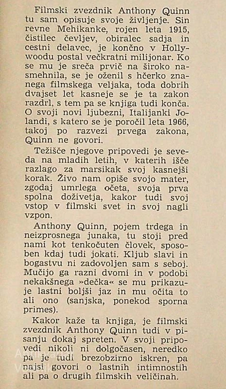 IZVIRNI GREH, Anthony Quinn