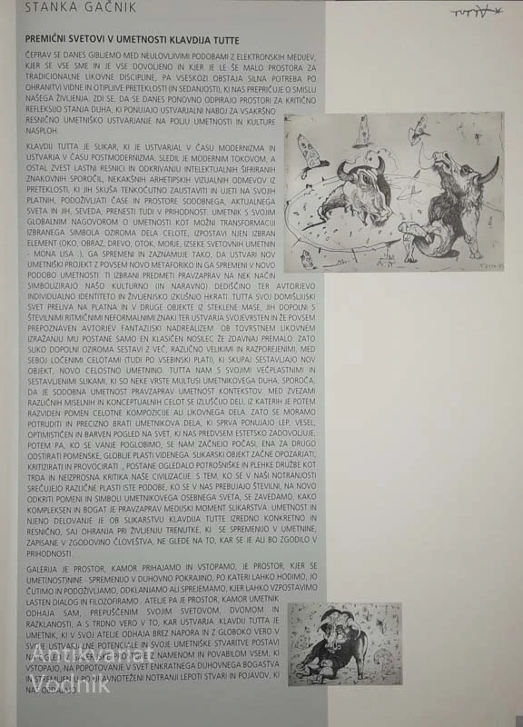KLAVDIJ TUTTA; Po poti mediteranskih metamorfoz