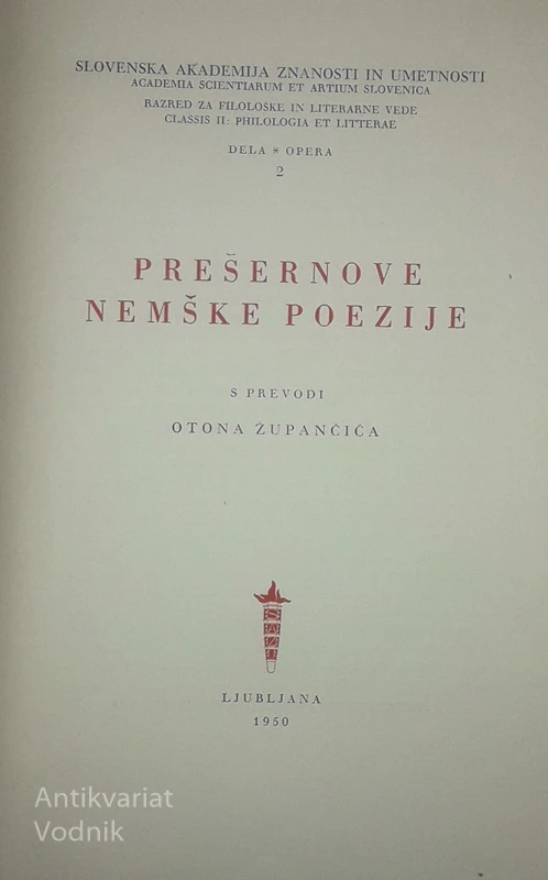 PREŠERNOVE NEMŠKE POEZIJE