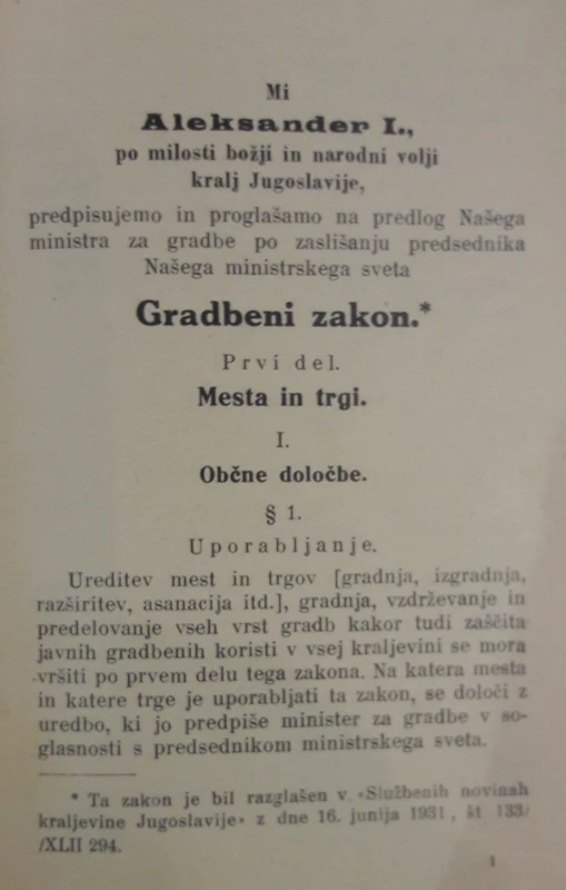 ZBIRKA ZAKONOV. XLIX. SNOPIČ: GRADBENI ZAKON.