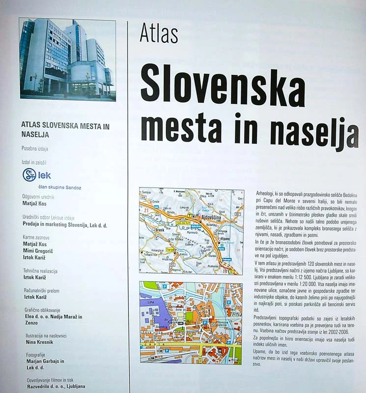 SLOVENSKA MESTA IN NASELJA; ATLAS MESTNIH NAČRTOV