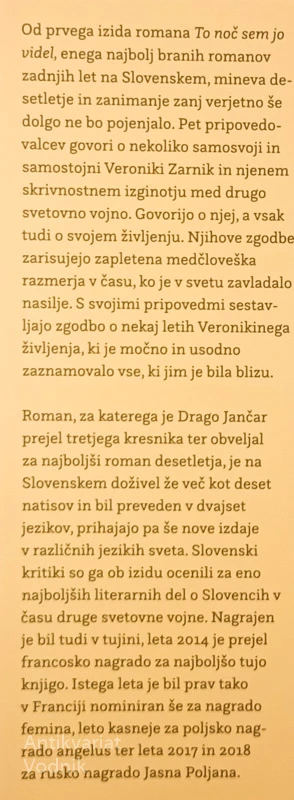 TO NOČ SEM JO VIDEL, Drago Jančar