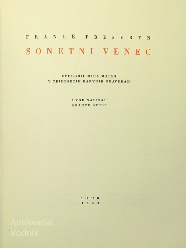 SONETNI VENEC, France Prešeren