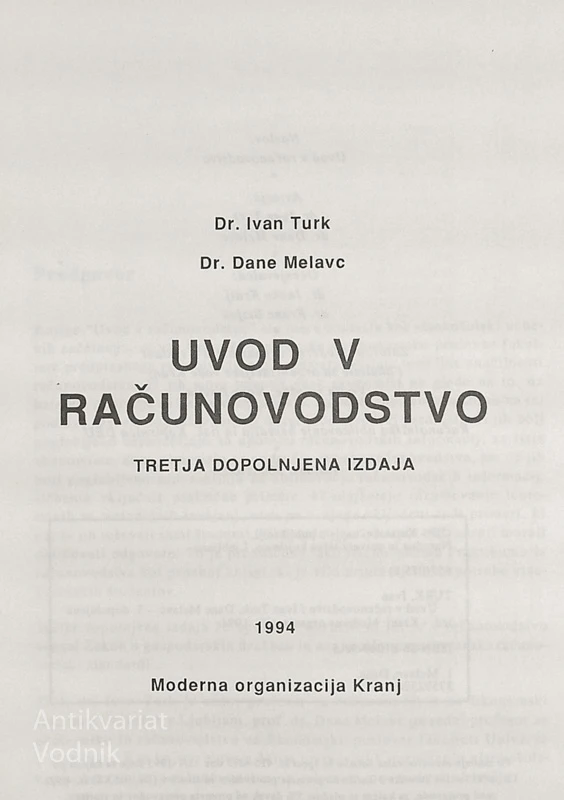 UVOD V RAČUNOVODSTVO, Turk in Melavc