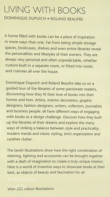 LIVING WITH BOOKS, Dominique Dupuich in Roland Beufre