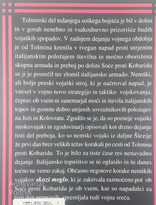 KORAKI SKOZI MEGLO; SOŠKA FRONTA, KOBARID, TOLMIN, 1915-1917, Vasja Klavora