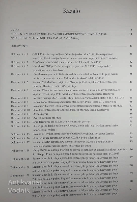 DOKUMENTI IN PRIČEVANJA O POVOJNIH KONCENTRACIJSKIH TABORIŠČIH V SLOVENIJI