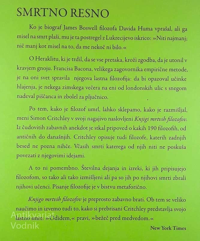 KNJIGA MRTVIH FILOZOFOV, Simon Critchley