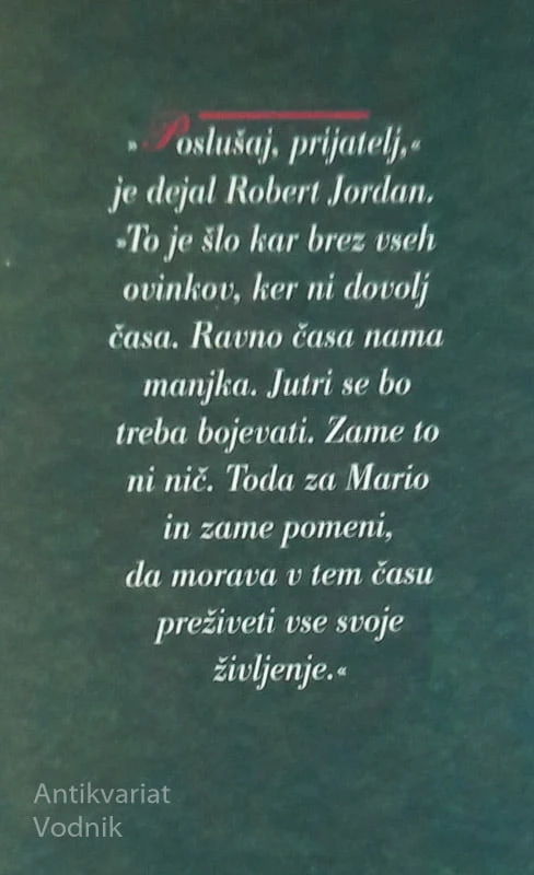 KOMU ZVONI, Ernes Hemingway