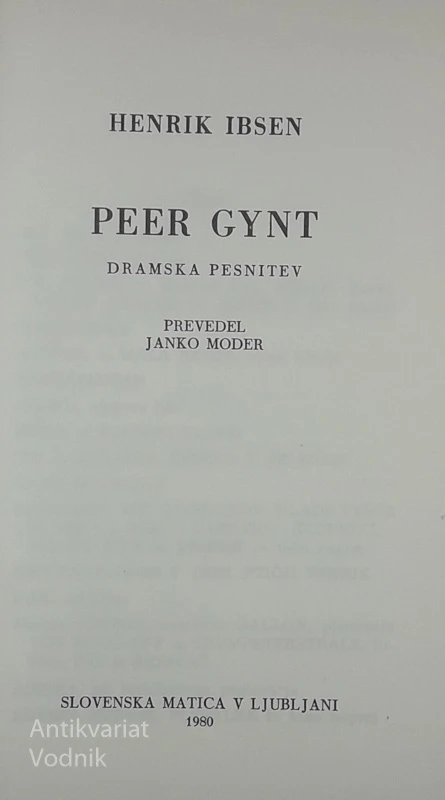 PEER GYNT, Henrik Ibsen