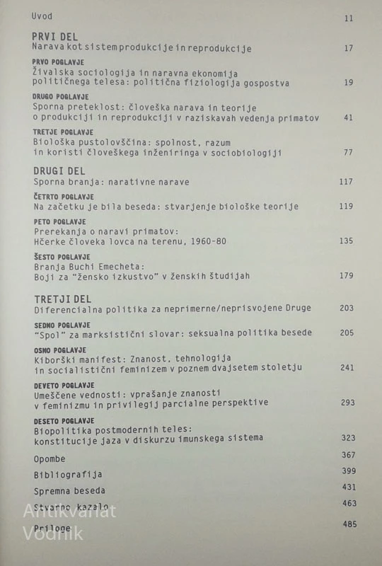 OPICE, KIBORGI IN ŽENSKE, Donna J. Haraway