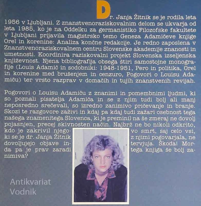 POGOVORI O LOUISU ADAMIČU, Janja Žitnik