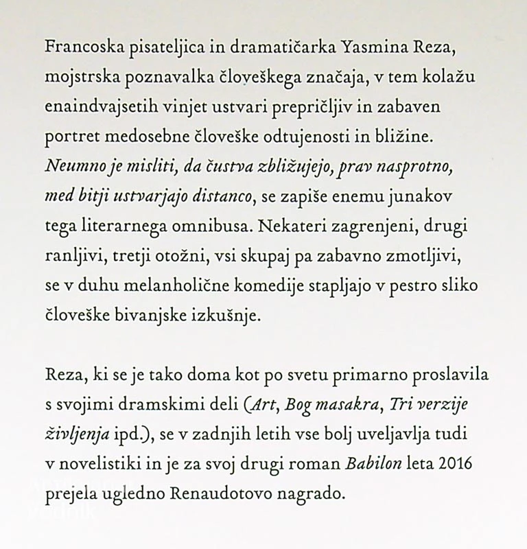 BLAGOR SREČNIM, Yasmina Reza