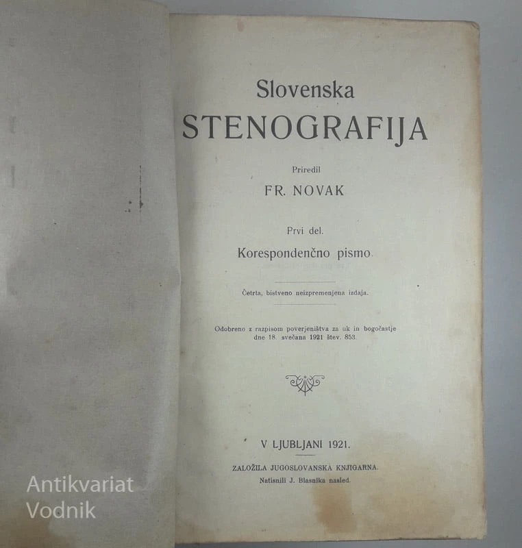 SLOVENSKA STENOGRAFIJA, priredil Fr. Novak
