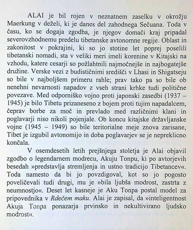 RDEČI MAK; ROMAN O TIBETU, Alai